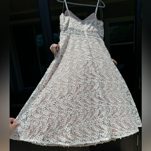 NWT Aidan by Aidan Mattox Lace Overlay Mid Calf Midi Dress - Picture 10 of 11